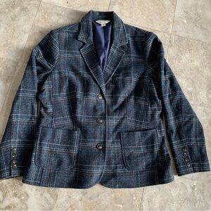 L.L. Bean Navy Plaid Blazer XL